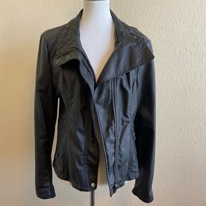 Rhonda RD Style Black Faux Leather Jacket Sz Large